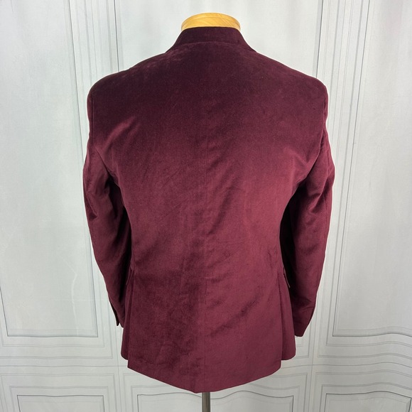 Alfani Red Wine Velvet Slim Fit 2-Button Blazer, Mens 38S - Picture 7 of 15